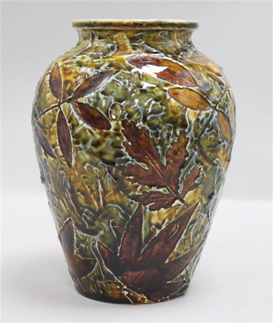 A Doulton Lambeth Autumn Leaves vase